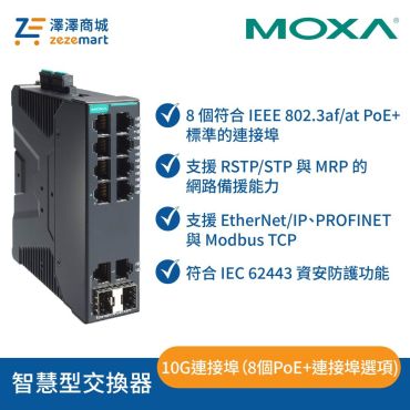 Moxa SDS-G3010-2GTXSFP 10G 連接埠全 Gigabit 智慧乙太網路交換器